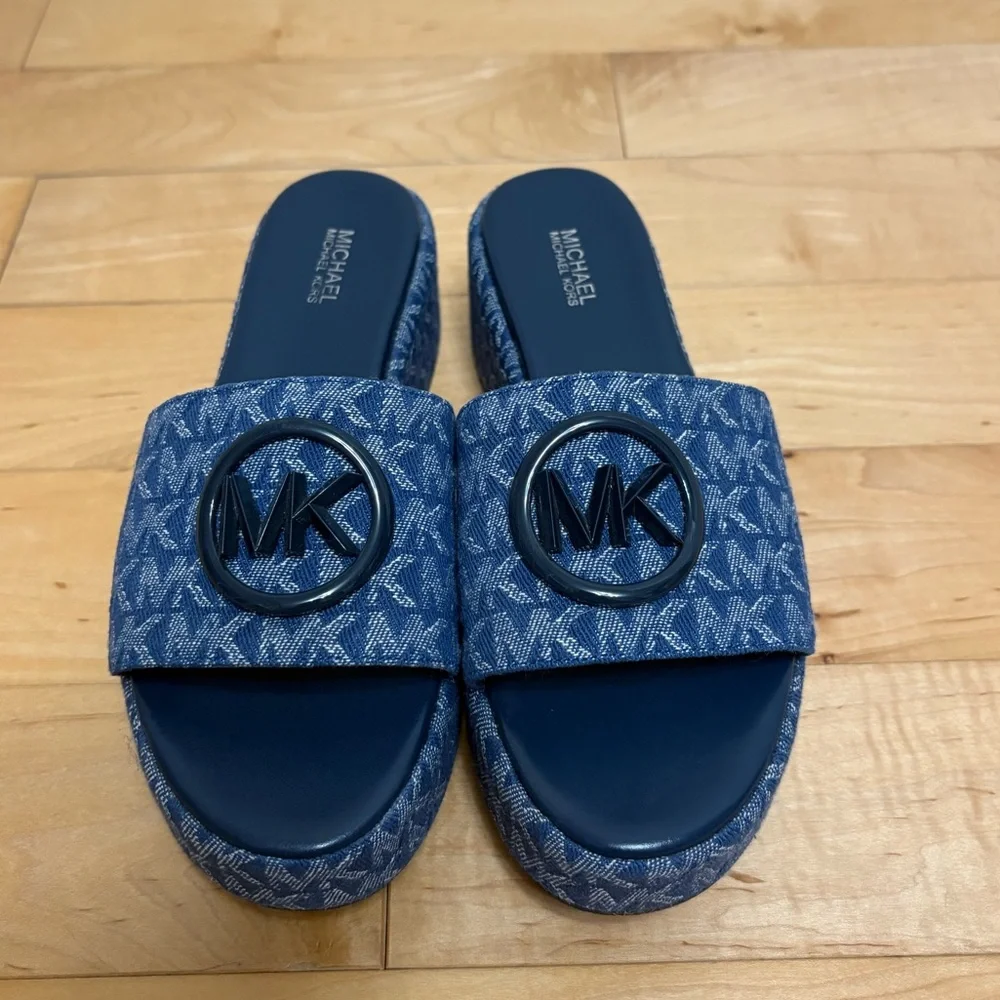 Michael Kors Sadler Wedge Denim Sandals - Picture 2 of 7
